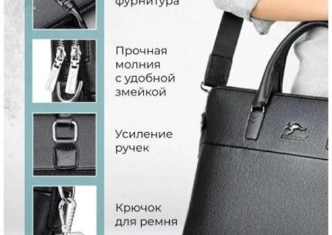 SPRINGO Сумка кожаная через плечо портфель для ноутбука и документов.