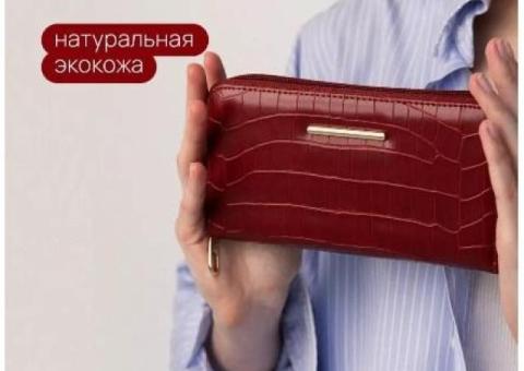BAGGE Кошелек женский на молнии большой для денег портмоне экокожа.
