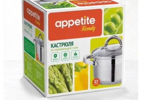 Appetite Кастрюля нержавеющая с крышкой Rondy 2,1л.